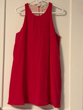 Lavender Brown 100% silk pink racerback shift dress size medium NWT quiet luxury